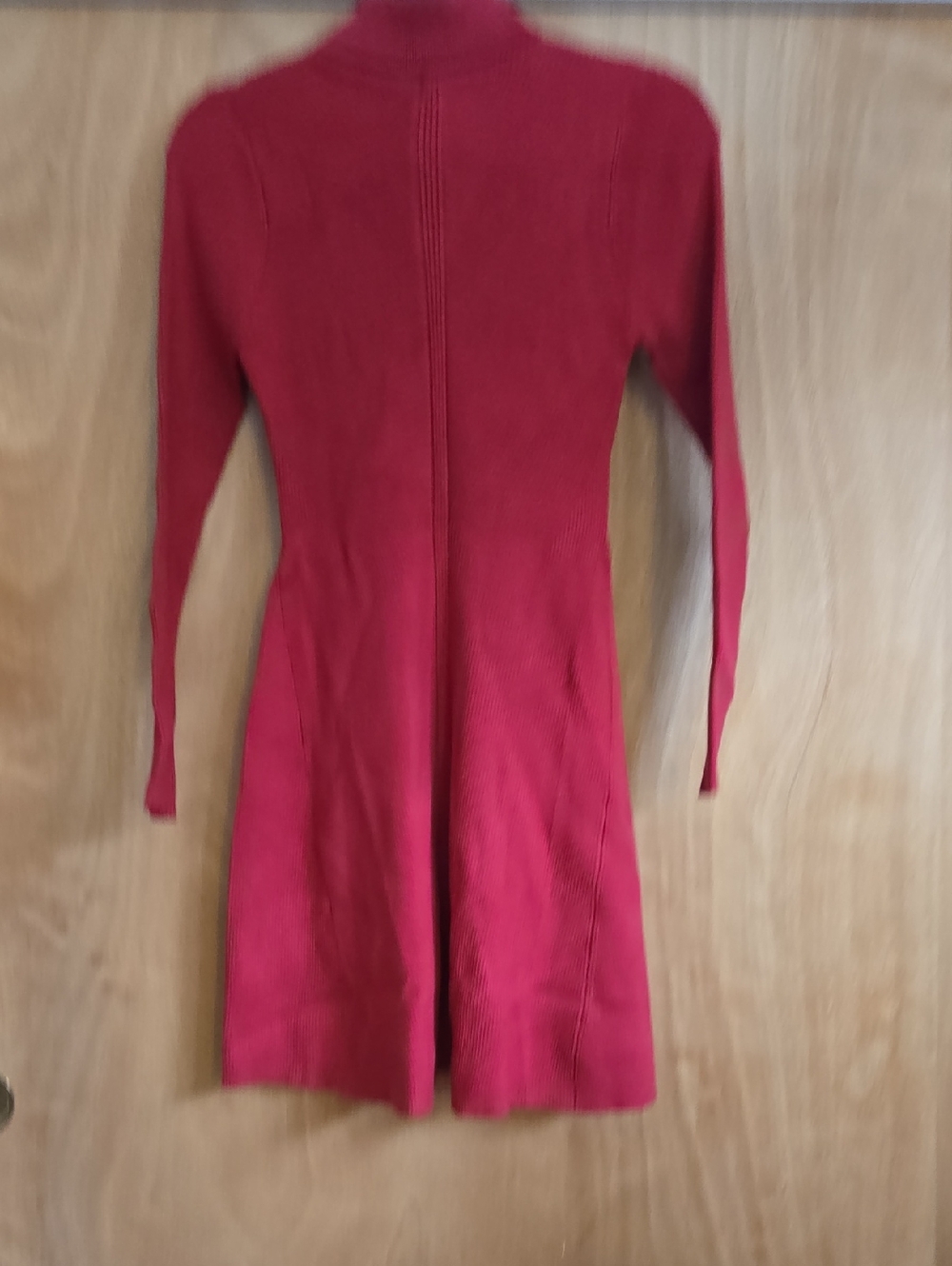 Active USA Ribbed Turtleneck Long-Sleeve Dress in Berry Red